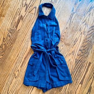 Charley 5.0 Medium Wash Denim Halter Neck Romper